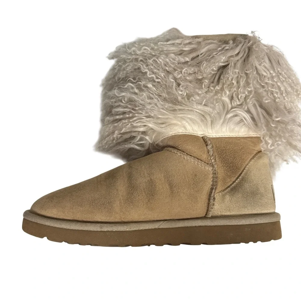 UGG Womens Australia Sheepskin Cuff Boots Sand/Natural Womens 7